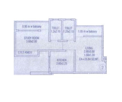 Floor plan of 1 BHK 372 Sq. Ft. Apartment in Annapurna Aquarius, Thane