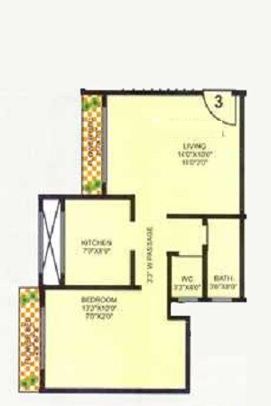 Floor plan of 1 BHK 417 Sq. Ft. Apartment in Annapurna Avenue, Thane