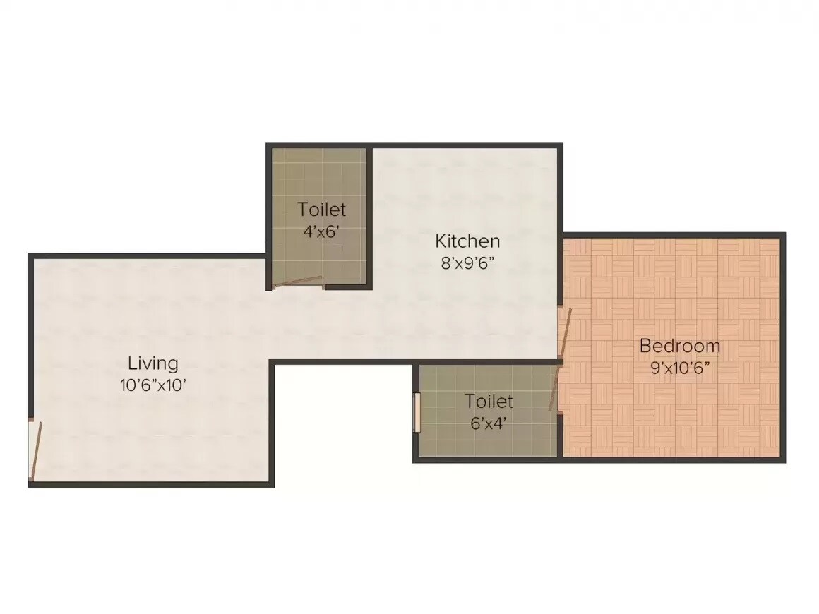 Floor plan of 1 BHK 336 Sq. Ft. Apartment in Annapurna Jewel, Thane