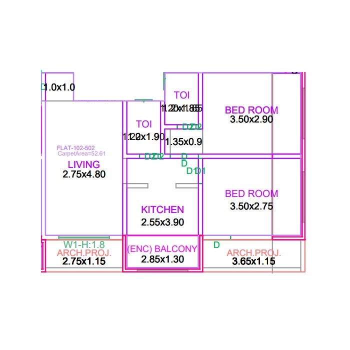 2 BHK 566 Sq. Ft. Apartment