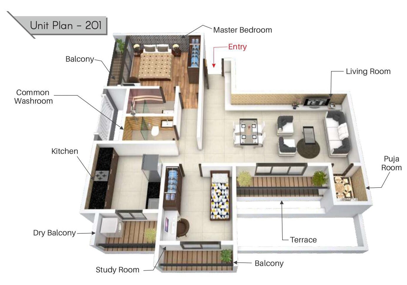 Floor plan of 1 BHK 482 Sq. Ft. Apartment in APR Emerald, Thane