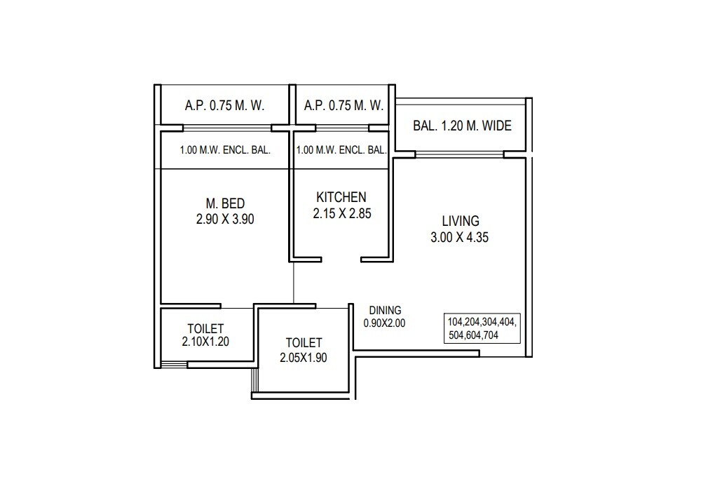 1 BHK 406 Sq. Ft. Apartment