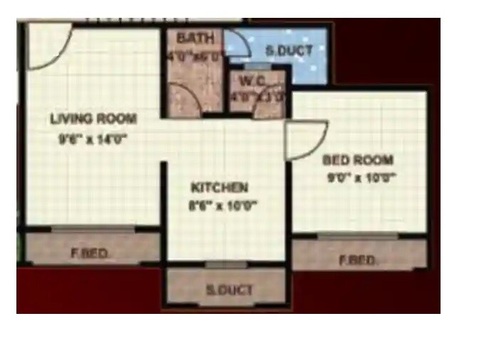 Floor plan of 1 BHK 346 Sq. Ft. Apartment in Archit Jewel, Thane