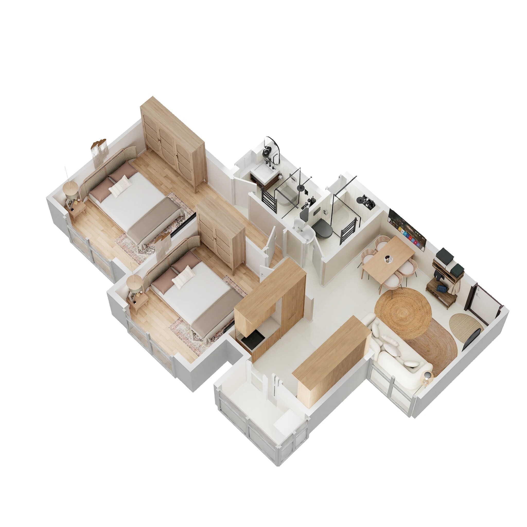 2 BHK 542 Sq. Ft. Apartment