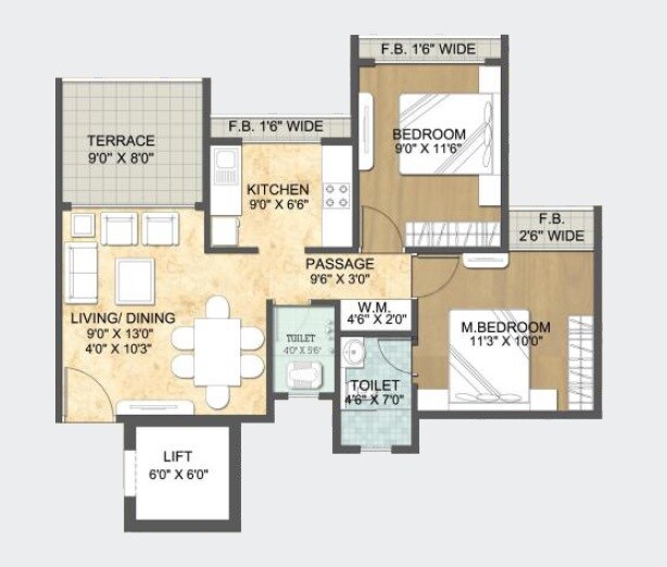 2 BHK 438 Sq. Ft. Apartment