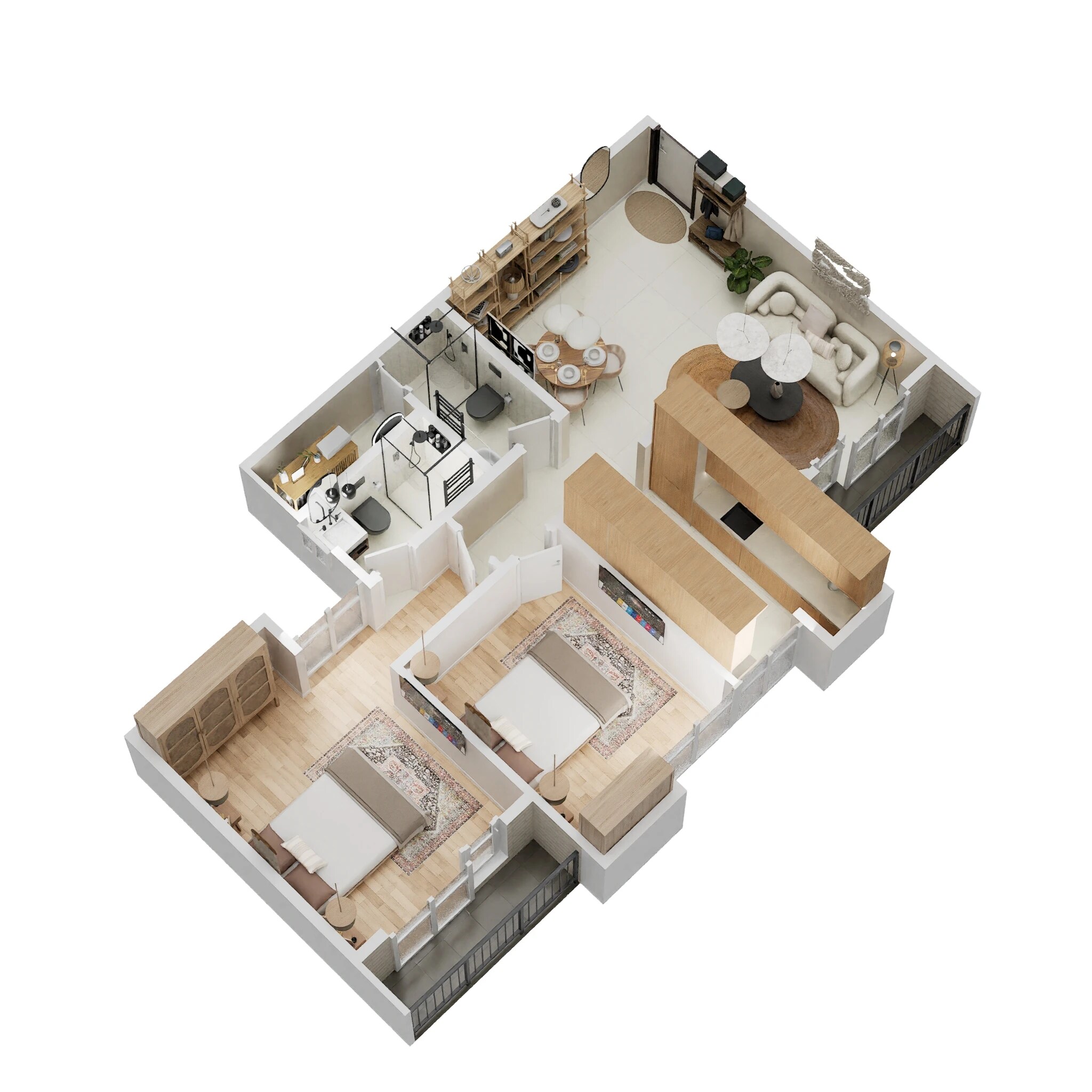 Floor plan of 2 BHK 757 Sq. Ft. Apartment in Arihant City, Thane