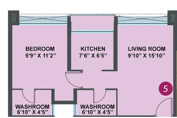 Floor plan of 1 BHK Apartment - 359 sq. ft. in Ashapura Asha Icon, Thane