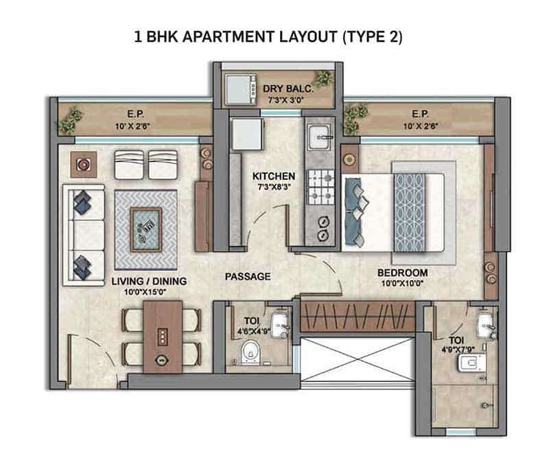 1 BHK 387 Sq. Ft. Apartment in Ashar Edge