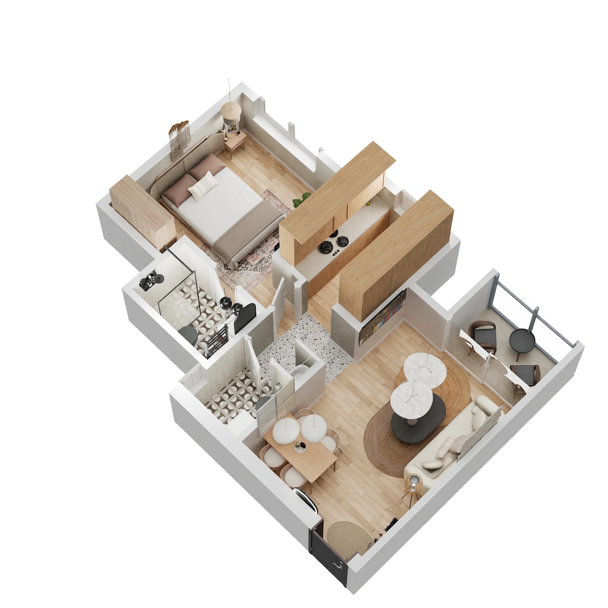Floor plan of 1 BHK 420 Sq. Ft. Apartment in Ashar Merac, Thane