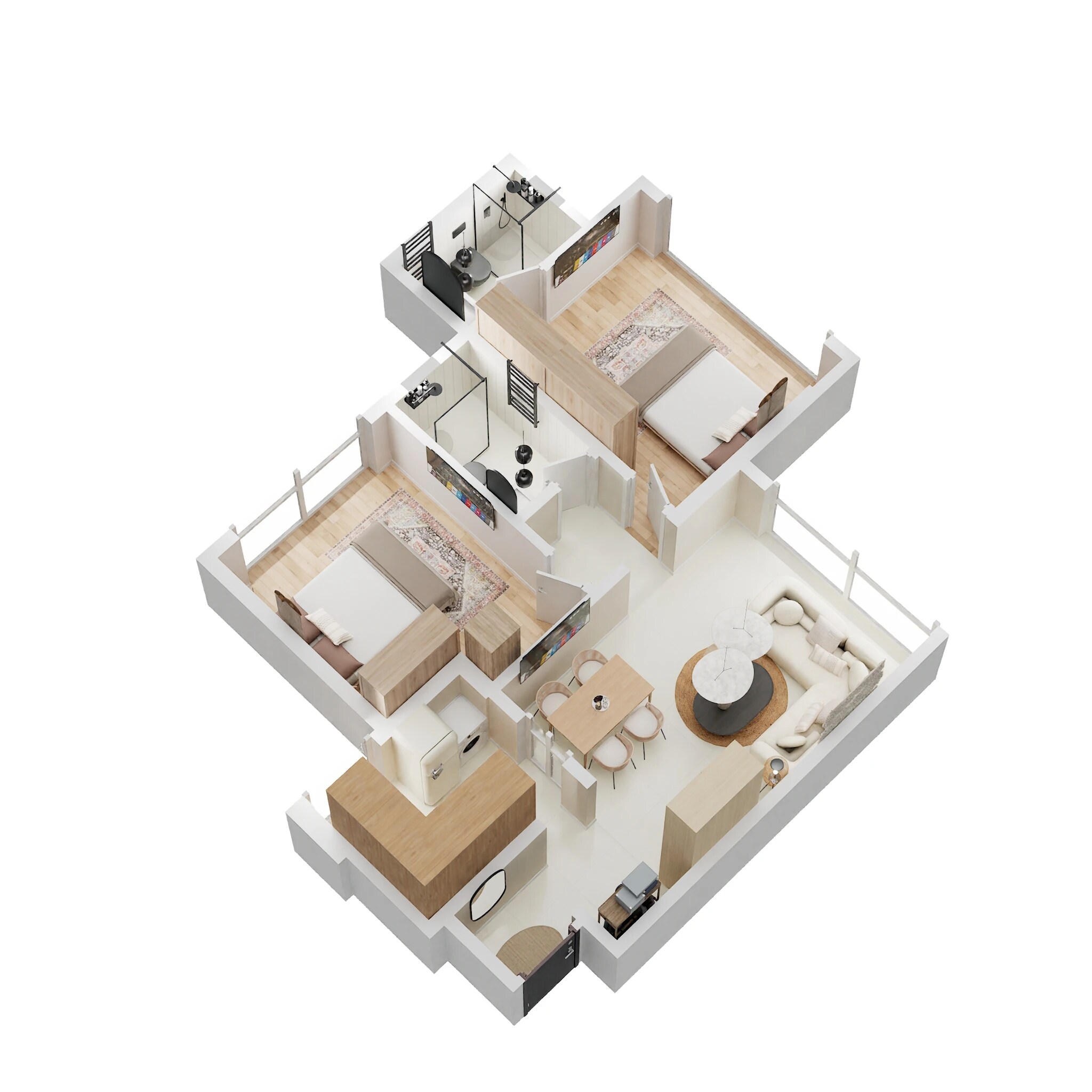 Floor plan of 2 BHK 596 Sq. Ft. Apartment in Ashar Merac, Thane