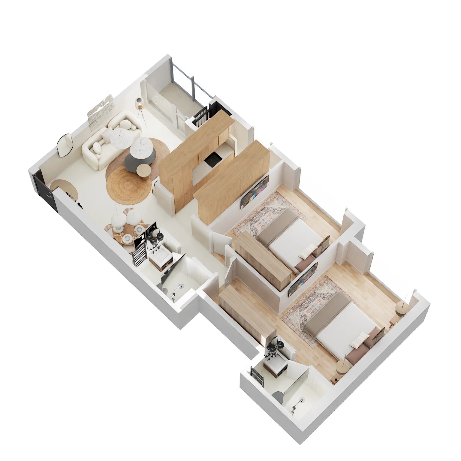 Floor plan of 2 BHK 654 Sq. Ft. Apartment in Ashar Merac, Thane