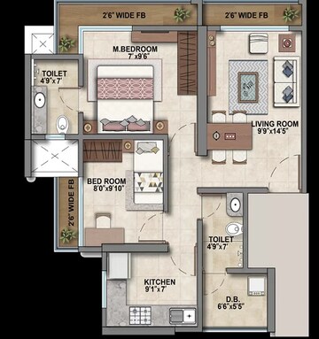  2 BHK Apartment at Ashar Metro Towers, Vartak Nagar – for Rent