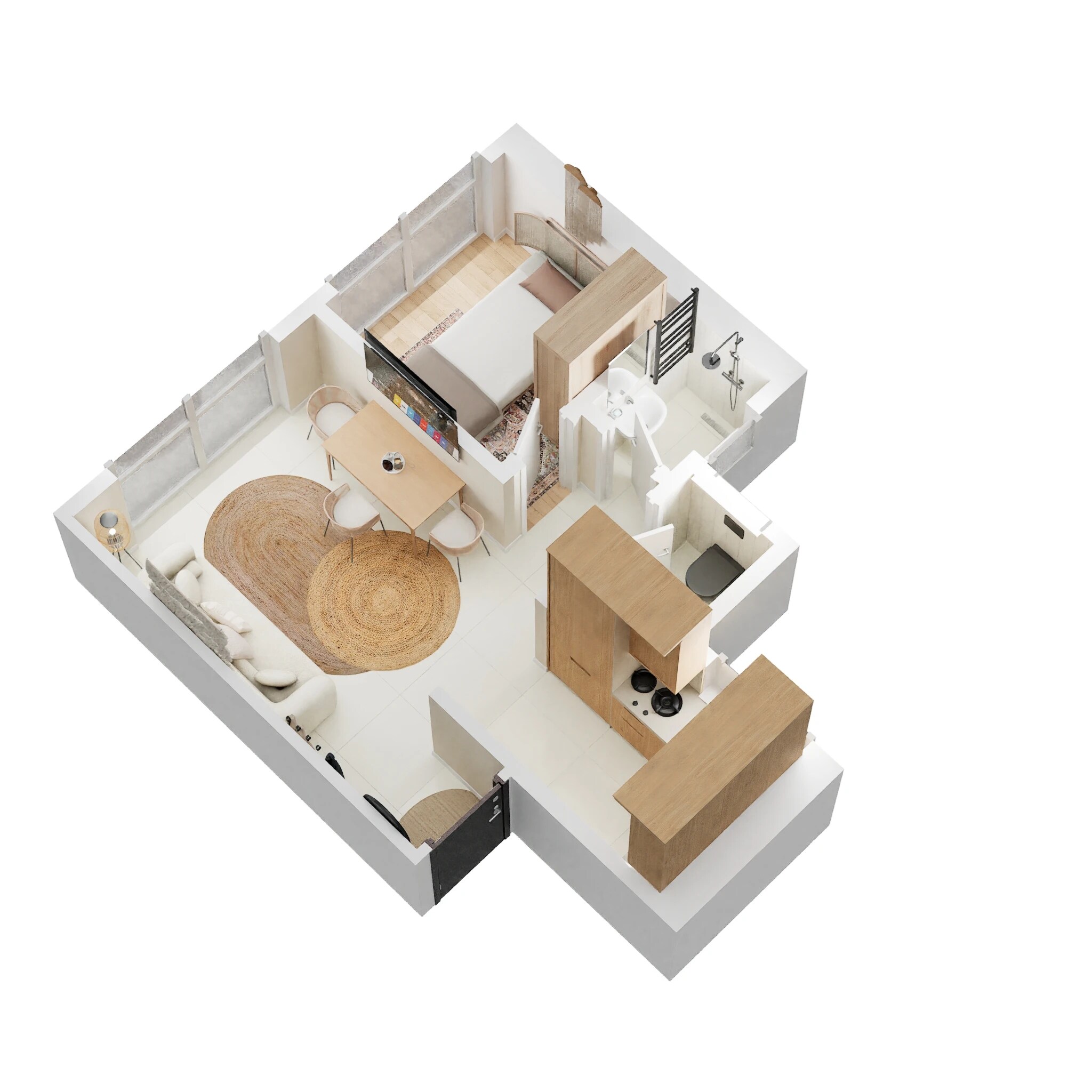 Floor plan of 1 BHK 308 Sq. Ft. Apartment in Ashar Pulse, Thane
