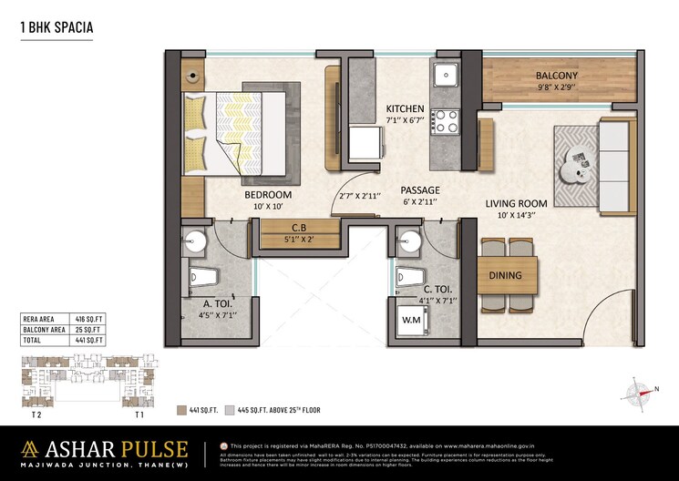 Other, ashar-pulse 1 Bedroom 441 Sq.Ft. Apartment In Majiwada Thane 8281683