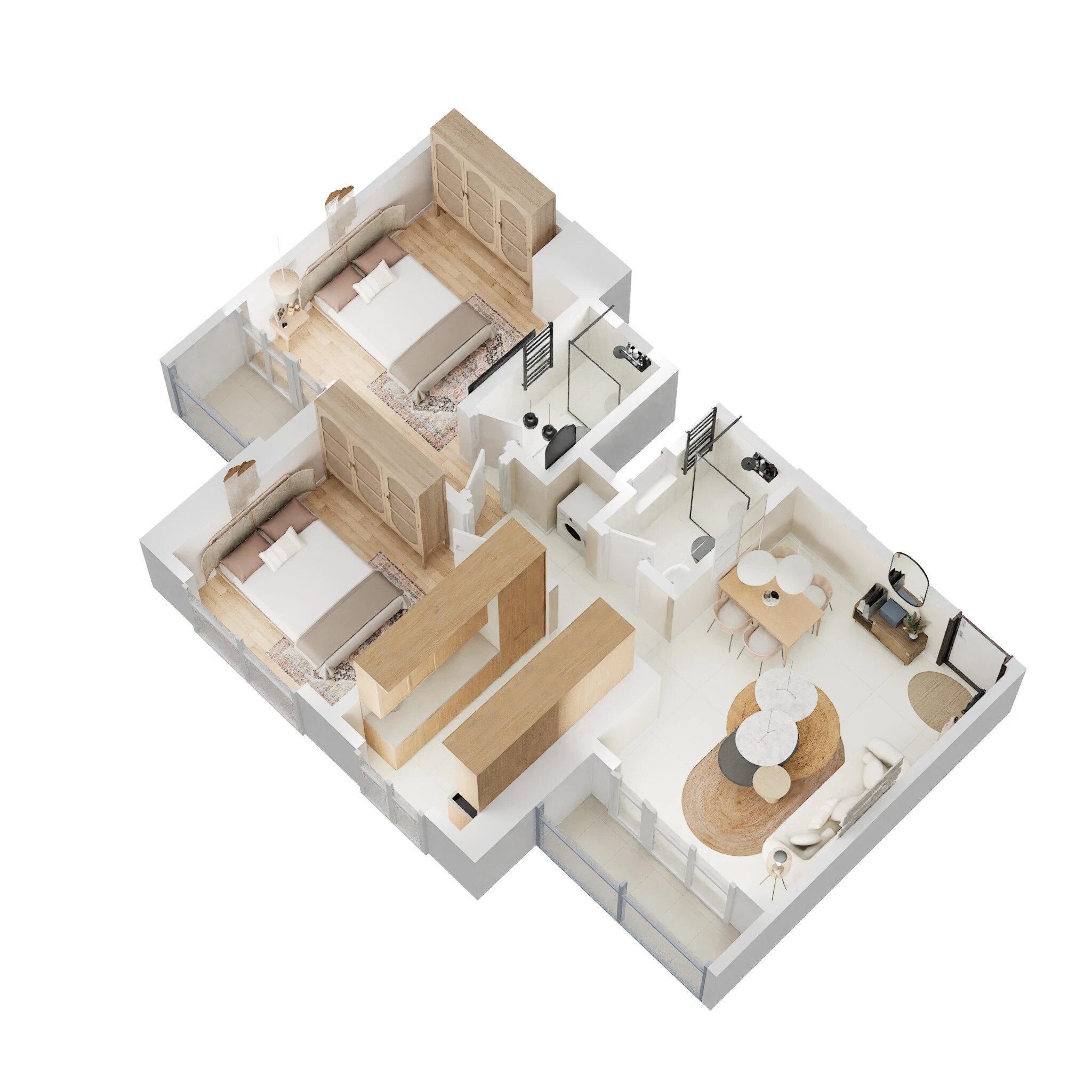 Floor plan of 2 BHK 650 Sq. Ft. Apartment in Ashar Pulse, Thane