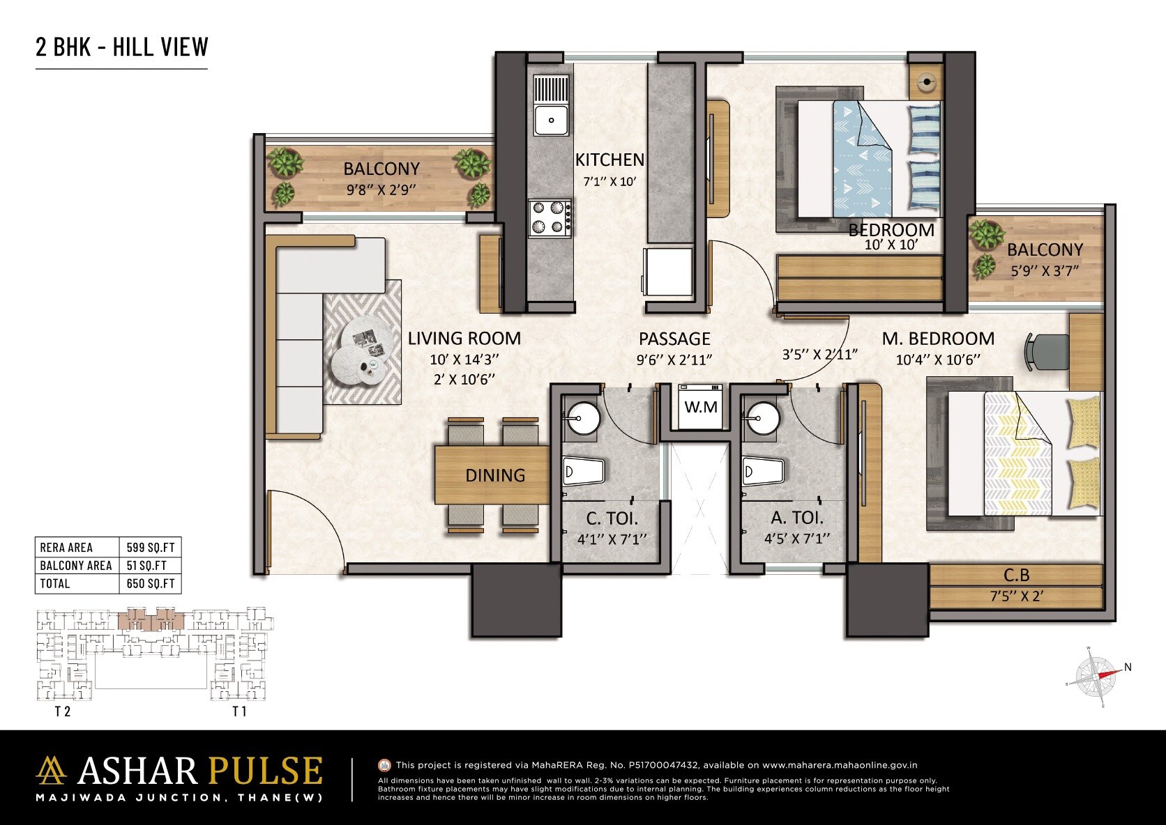  2 BHK Apartment at Ashar Pulse, Majiwada – for Sale