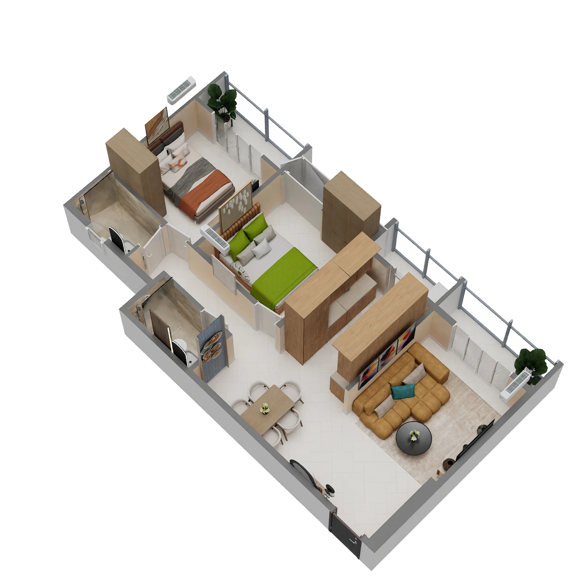 Floor plan of 2 BHK 765 Sq. Ft. Apartment in Avighna Amar Pushpakunj, Thane