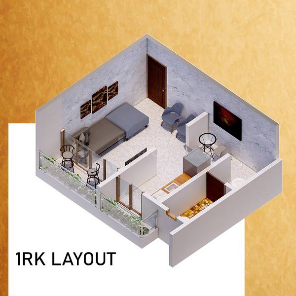 Floor plan of 294 Sq. Ft. Studio in Ayesha Garden, Thane
