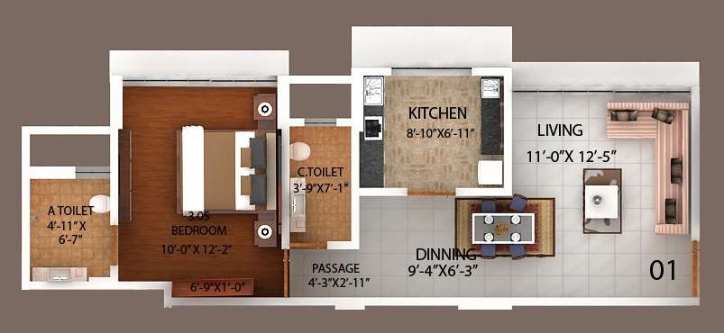1 BHK 479 Sq. Ft. Apartment in Bajaj Enchante Panchsheel CHSL