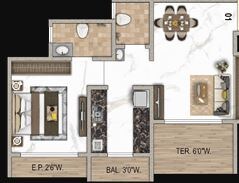 Floor plan of 1 BHK 330 Sq. Ft. Apartment in Balaji Exotica, Thane