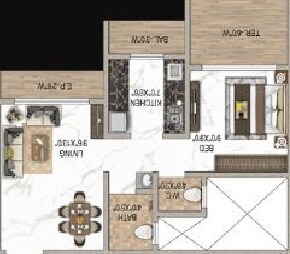 Floor plan of 2 BHK 637 Sq. Ft. Apartment in Balaji Exotica, Thane