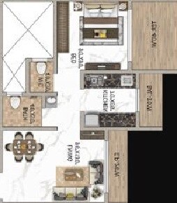 Floor plan of 2 BHK 695 Sq. Ft. Apartment in Balaji Exotica, Thane