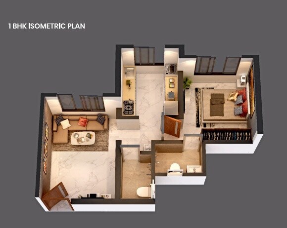 Floor plan of 1 BHK 400 Sq. Ft. Apartment in Sai Balaji Govind, Thane