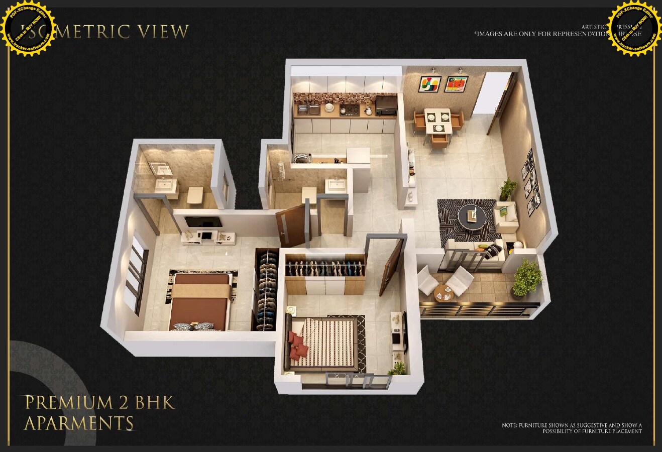 Floor plan of 2 BHK 617 Sq. Ft. Apartment in Balaji Residency Thakurli, Thane