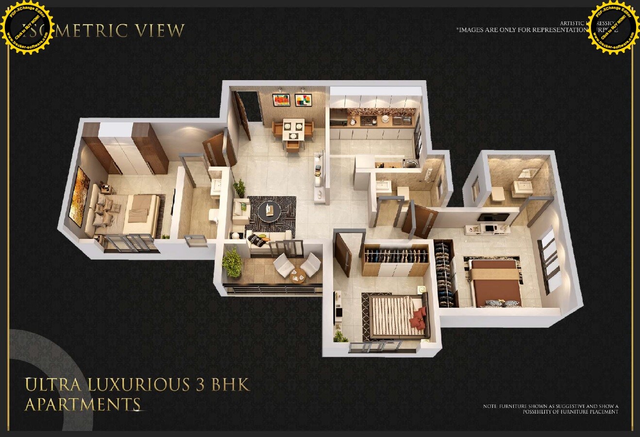 Floor plan of 3 BHK 756 Sq. Ft. Apartment in Balaji Residency Thakurli, Thane