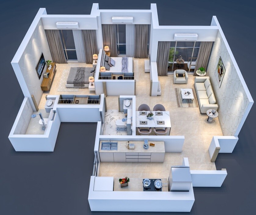Floor plan of 2 BHK 670 Sq. Ft. Apartment in Balaji Skyline, Thane