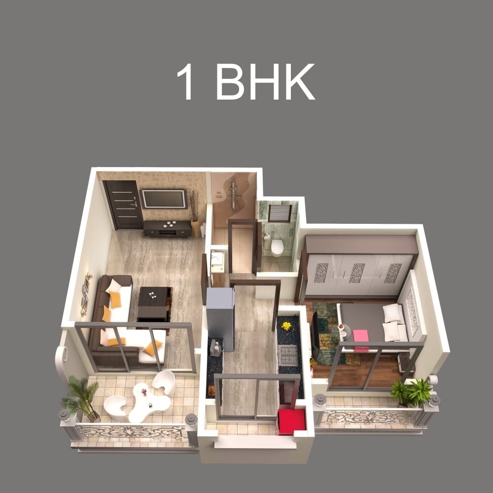 Floor plan of 1 BHK Apartment - 313 sq. ft. in Bhagwati Skylon Mumbai, Thane