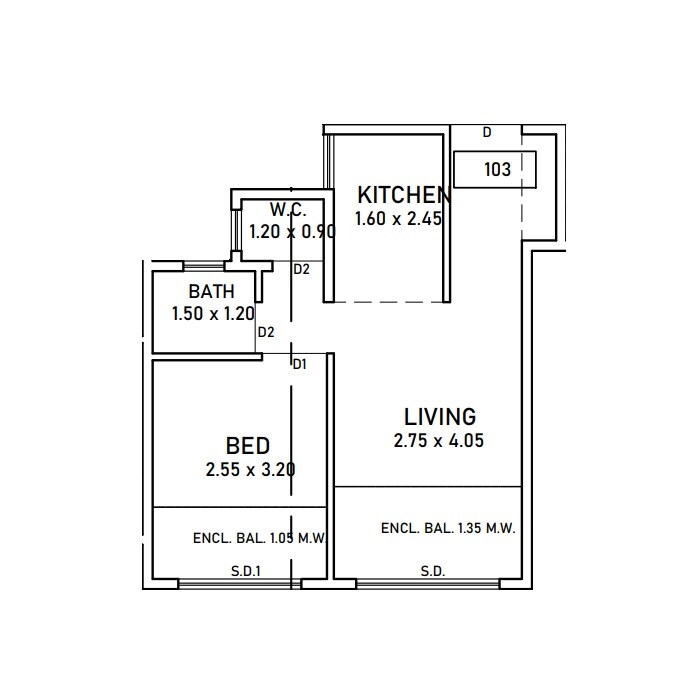 1 BHK 276 Sq. Ft. Apartment