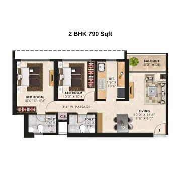  2 BHK Apartment at Bharat Shiv Sai Paradise, Majiwada – for Sale