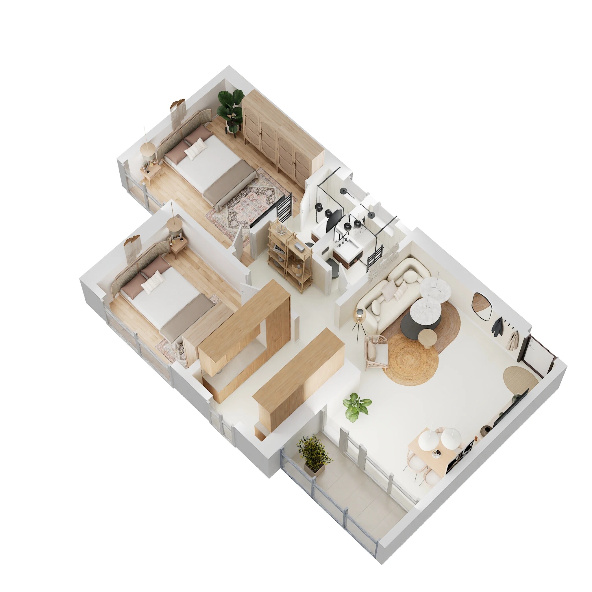 2 BHK 735 Sq. Ft. Apartment