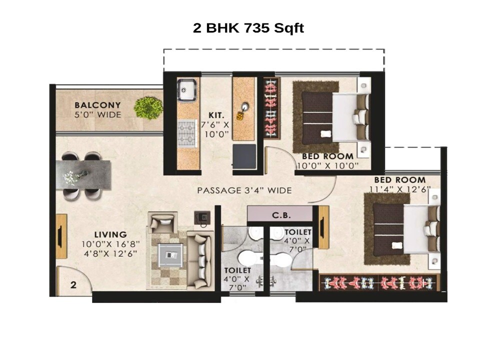  2 BHK Apartment at Bharat Wembley 24, Majiwada – for Sale
