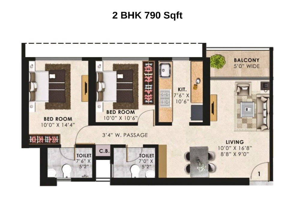  2 BHK Apartment at Bharat Wembley 24, Majiwada – for Sale