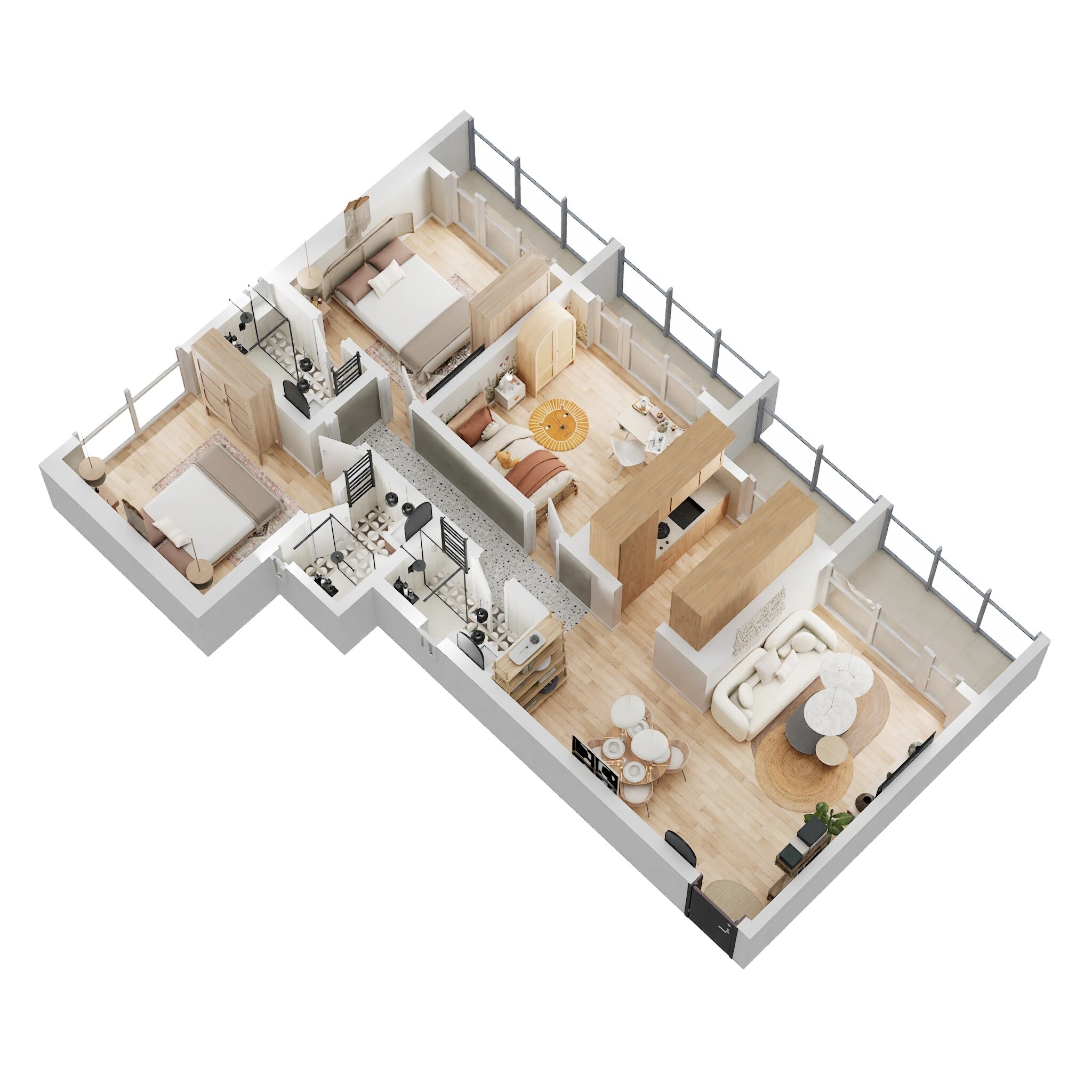 3 BHK 995 Sq. Ft. Apartment