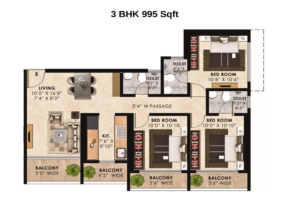  3 BHK Apartment at Bharat Wembley 24, Majiwada – for Sale
