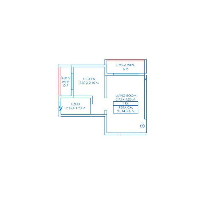 Floor plan of Studio - 228 sq. ft. in Bharti Yug Paradise, Thane