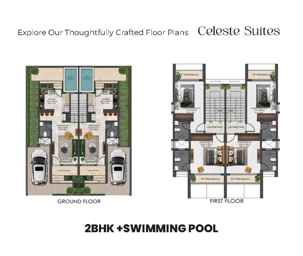 Floor plan of 2 BHK 850 Sq. Ft. Row House in Bhavya Estrella Villas, Thane