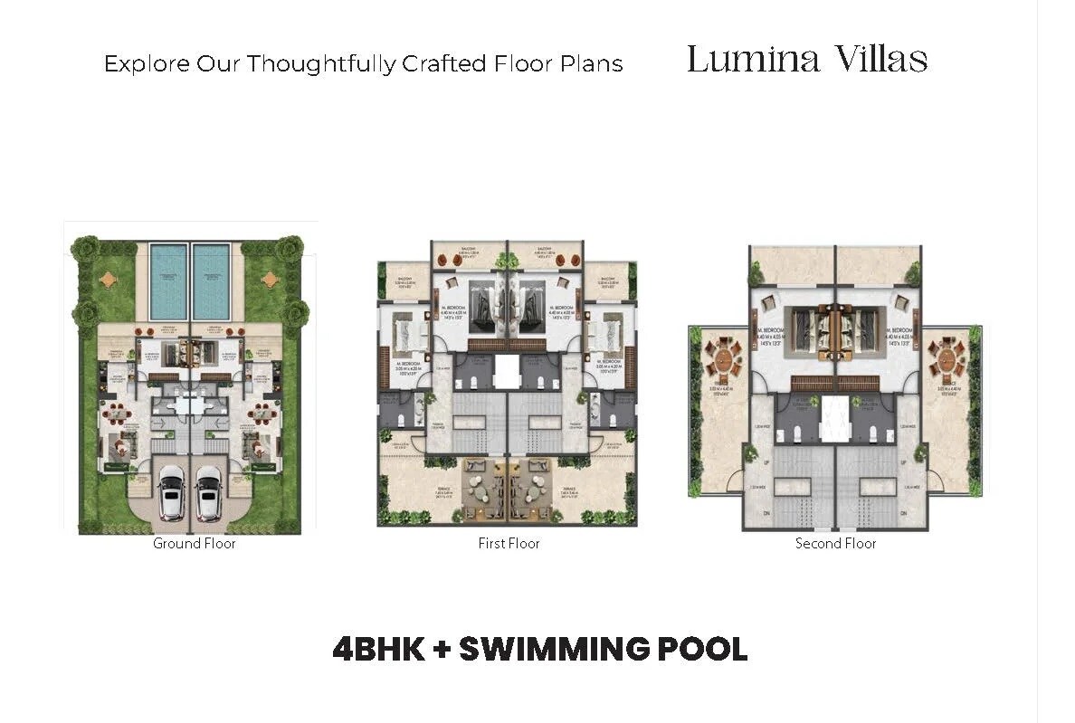 Floor plan of 4 BHK 1600 Sq. Ft. Row House in Bhavya Estrella Villas, Thane