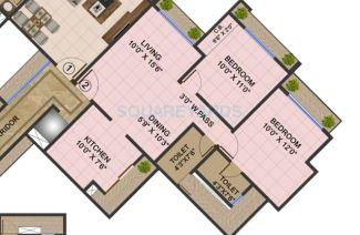 Floor plan of 2 BHK 545 Sq. Ft. Apartment in Bhoomi Acres, Thane