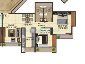 Floor plan of 2 BHK 725 Sq. Ft. Apartment in Bhoomi Acres, Thane