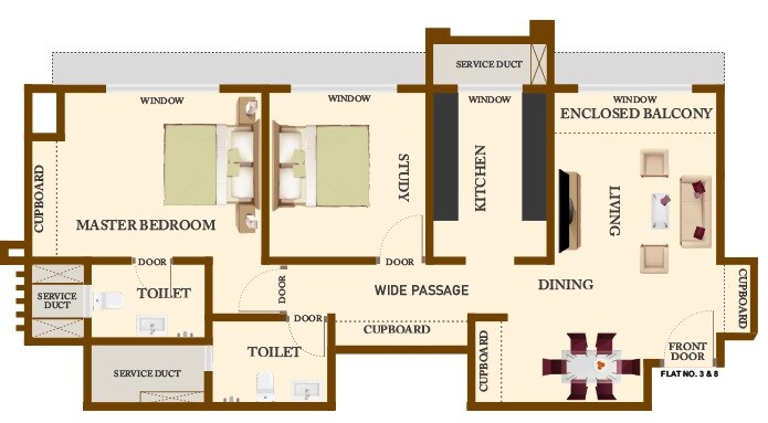 Floor plan of 2 BHK 561 Sq. Ft. Apartment in Bhoomi Acres M Wing, Thane