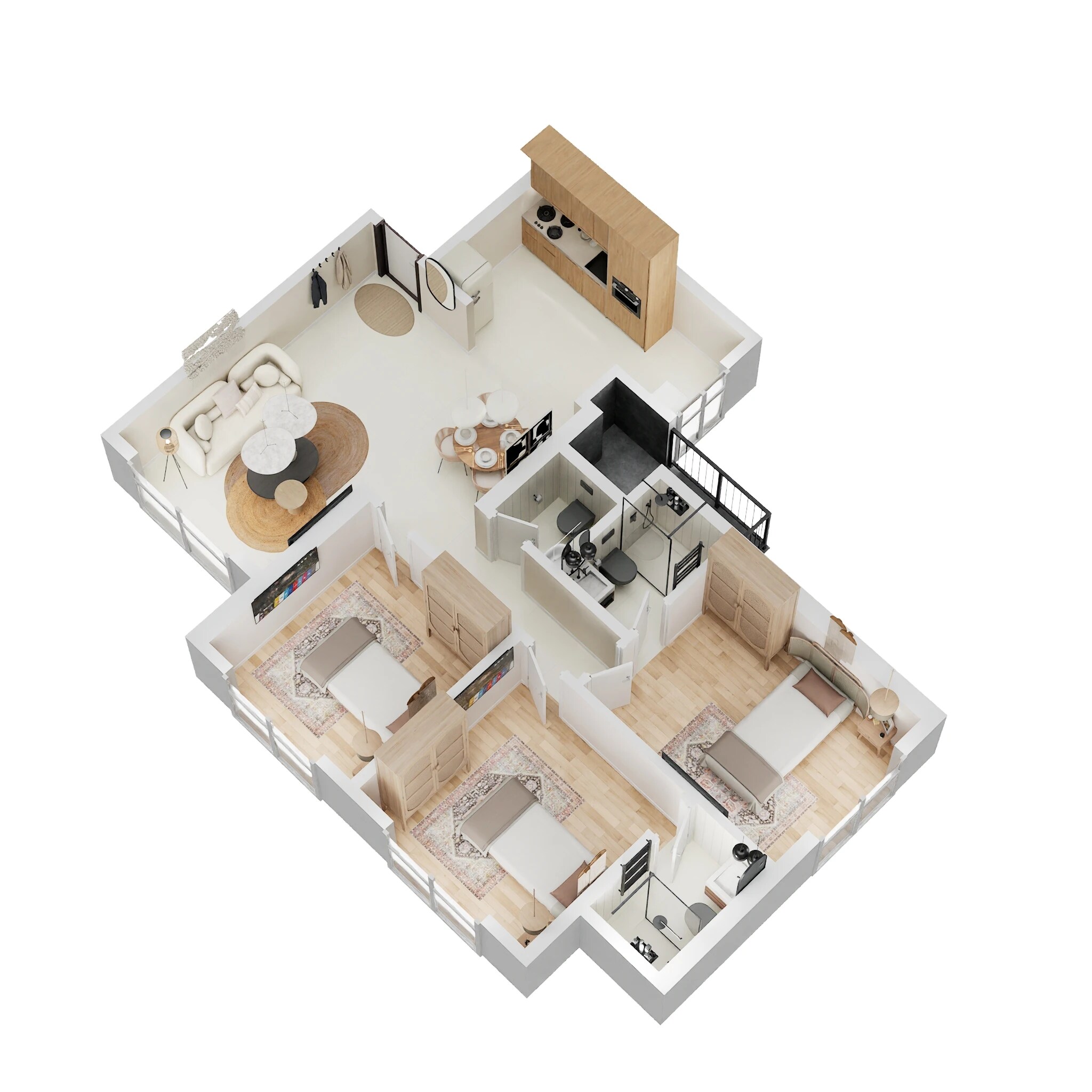 Floor plan of 3 BHK 925 Sq. Ft. Apartment in Bhoomi Lakescape, Thane