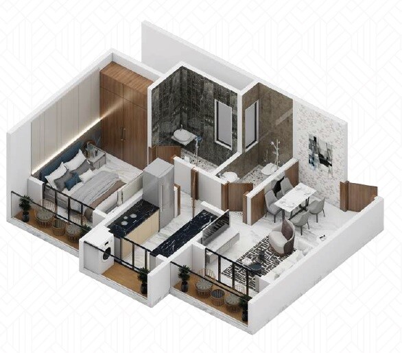 Floor plan of 1 BHK 412 Sq. Ft. Apartment in Bhumi Imperial, Thane
