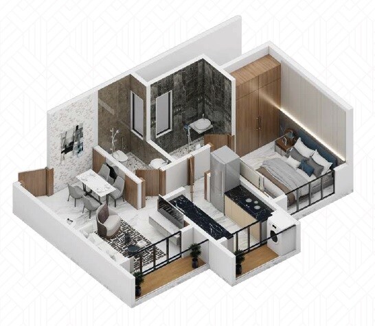 Floor plan of 1 BHK 445 Sq. Ft. Apartment in Bhumi Imperial, Thane