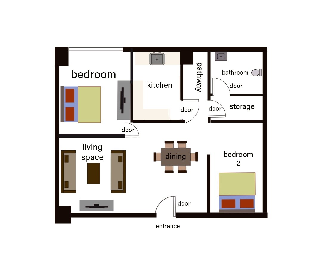 2 BHK 730 Sq. Ft. Apartment