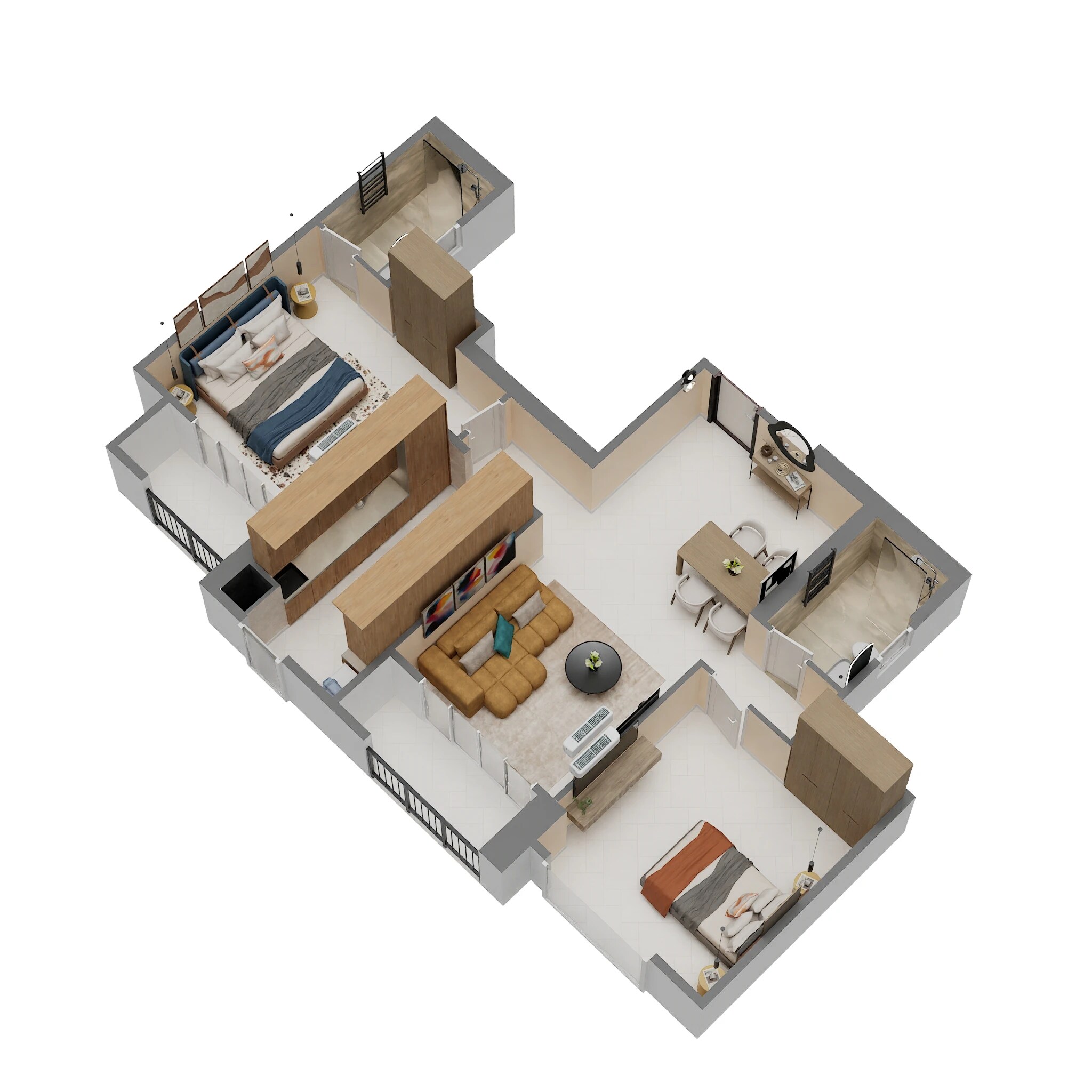 Floor plan of 2 BHK 887 Sq. Ft. Apartment in Birla Taranya, Thane