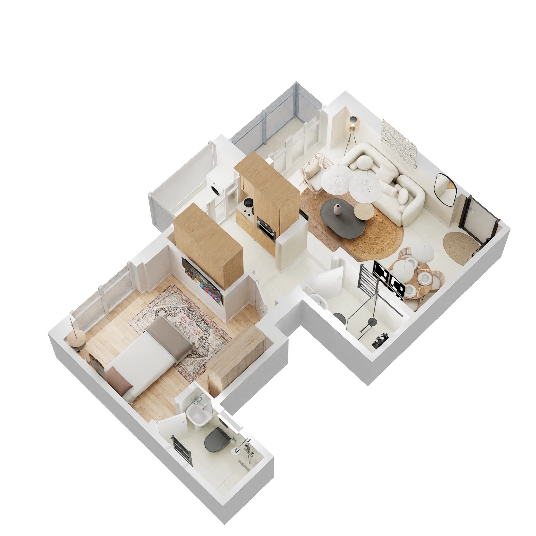 Floor plan of 2 BHK 612 Sq. Ft. Apartment in Birla Vanya, Thane